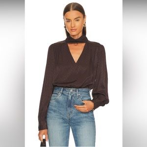 JONATHAN SIMKHAI - Janelle Mock Neck Cutout Top in Chocolate Size: S